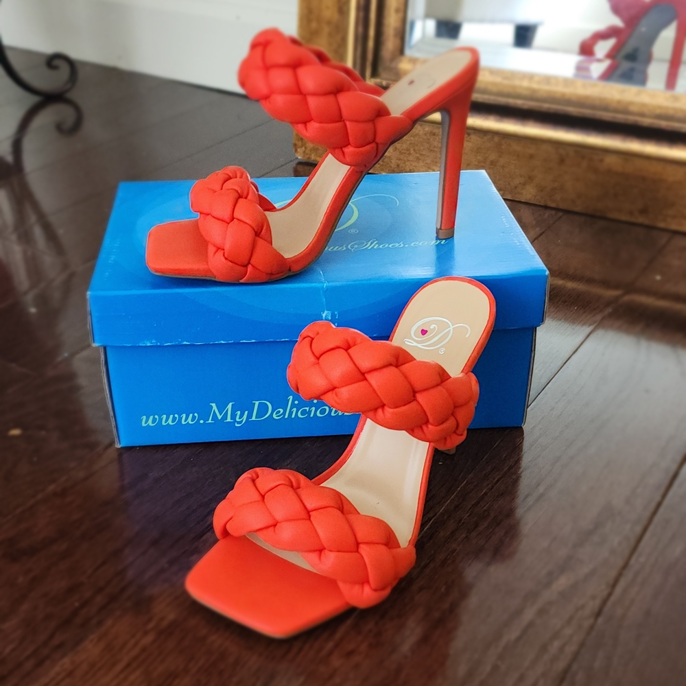 Delicious Orange Quilted Stiletto Heels